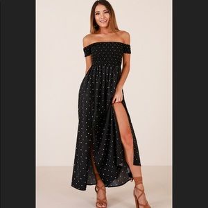 Black and white Polkadot Maxi Dress